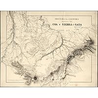 Vintage 1812 Map of Sketch of the country between the Coa & Sierra de Gata Côa River Region, Gata Mountains, Gata Mountains Region, Portugal, Spain