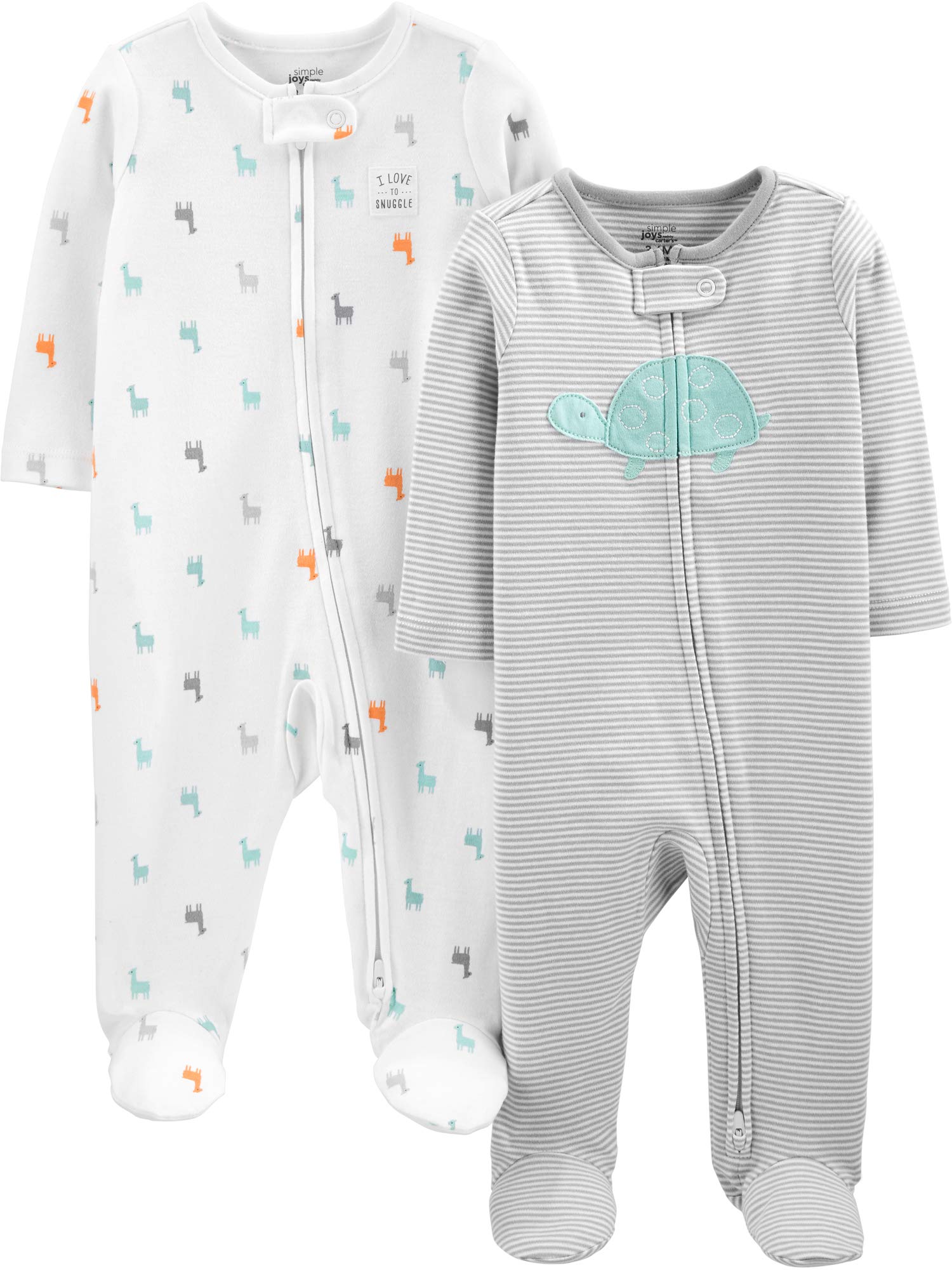 Simple Joys by Carter's Unisex Babies' Cotton Footed Sleep and Play, Pack of 2