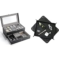 Watch Box Bundle with Set of 2 Pack Valet Tray