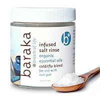 Baraka Infused Sea Salt - Neti Pot Salt for Sinus Rinse & Nose Cleaner, Essential Oil Infused Neti Salt, Nasal Salt w/Virginia Cedarwood, Palmarosa, Green Myrtle, Fir Balsam & Rosemary, 4 oz (1 Pack)