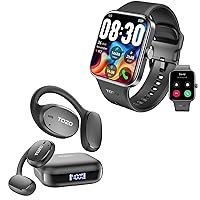 TOZO S4 AcuFit One Smartwatch 1.78-inch Bluetooth Talk Dial Fitness Tracker Black + OpenEgo Open Ear Wireless Headphones Bluetooth Sport Earbuds Black