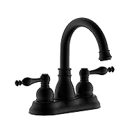 Derengge Matte Black Bathroom Faucet,Two-Handle Lavatory Bathroom Sink Faucet with Pop up Drain Trim Assembly, 360° Swiwel Spout Faucet 3 Hole,F-450-JM MT