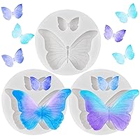 3PCS Silicone Butterfly Molds, Mini Non-stick Cute Fondant Cake Baking Chocolate Candy Cupcake Topper Desserts Decoration Polymer Clay DIY Crafts for Women Girl Valentines Gift