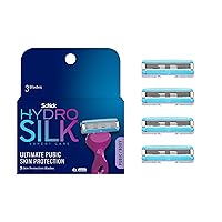 Schick Hydro Silk Ultimate Pubic Skin Protection, 4 Razor Refills Women | Pubic Hair Razor Blades Refills Women, Bikini Razors for Women, Bikini Line Razor, Pubic Razor Refills for Women, 4ct