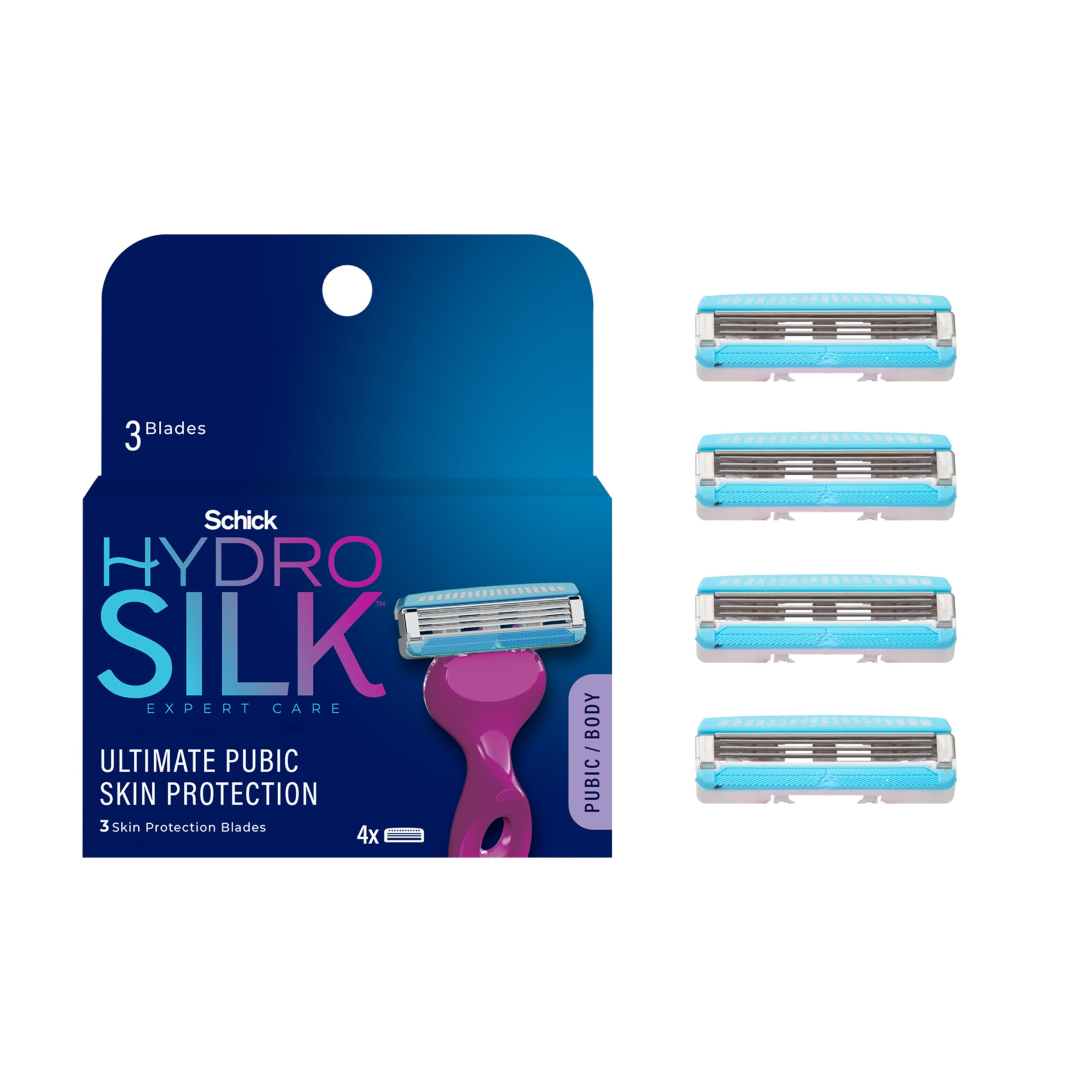 Schick Hydro Silk Pubic Razor for Women - 4 Count Refills