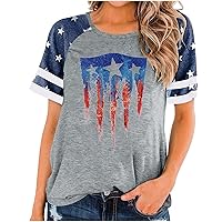 American Flag T Shirt Patriotic Shirts Women Shirt Raglan Short Sleeve Stars Stripes Sunflower Graphic Top Tees USA T Shirt