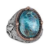 Handcrafted Men's Ring in 925K Sterling Silver - Available with Various Natural Gemstones