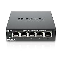 D-Link DES-105/B, Fast Ethernet Switch, 5 Port Unmanaged 10/100 Metal Fanless Desktop or Wall Mount Design