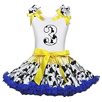 Cowgirl 3rd Birthday White Shirt Blue Cattle Cow Pettiskirt Girl Clothing 1-8y