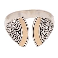 NOVICA Artisan Handmade 18k Gold Accented Wrap Ring Balinese .925 Sterling Silver Indonesia Traditional Bohemian 'Split Ax'