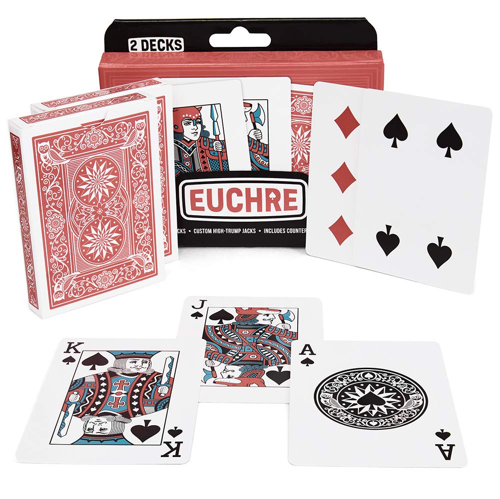 Deluxe Dual Deck Set of Euchre Playing Cards - Includes Bonus Cut Card!