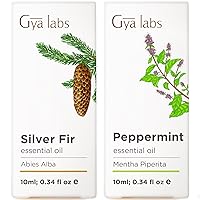 Silver Fir Essential Oil for Diffuser & Peppermint Oil for Hair Growth Set - 100% Natural Therapeutic Grade Essential Oils Set - 2x0.34 fl oz - Gya Labs