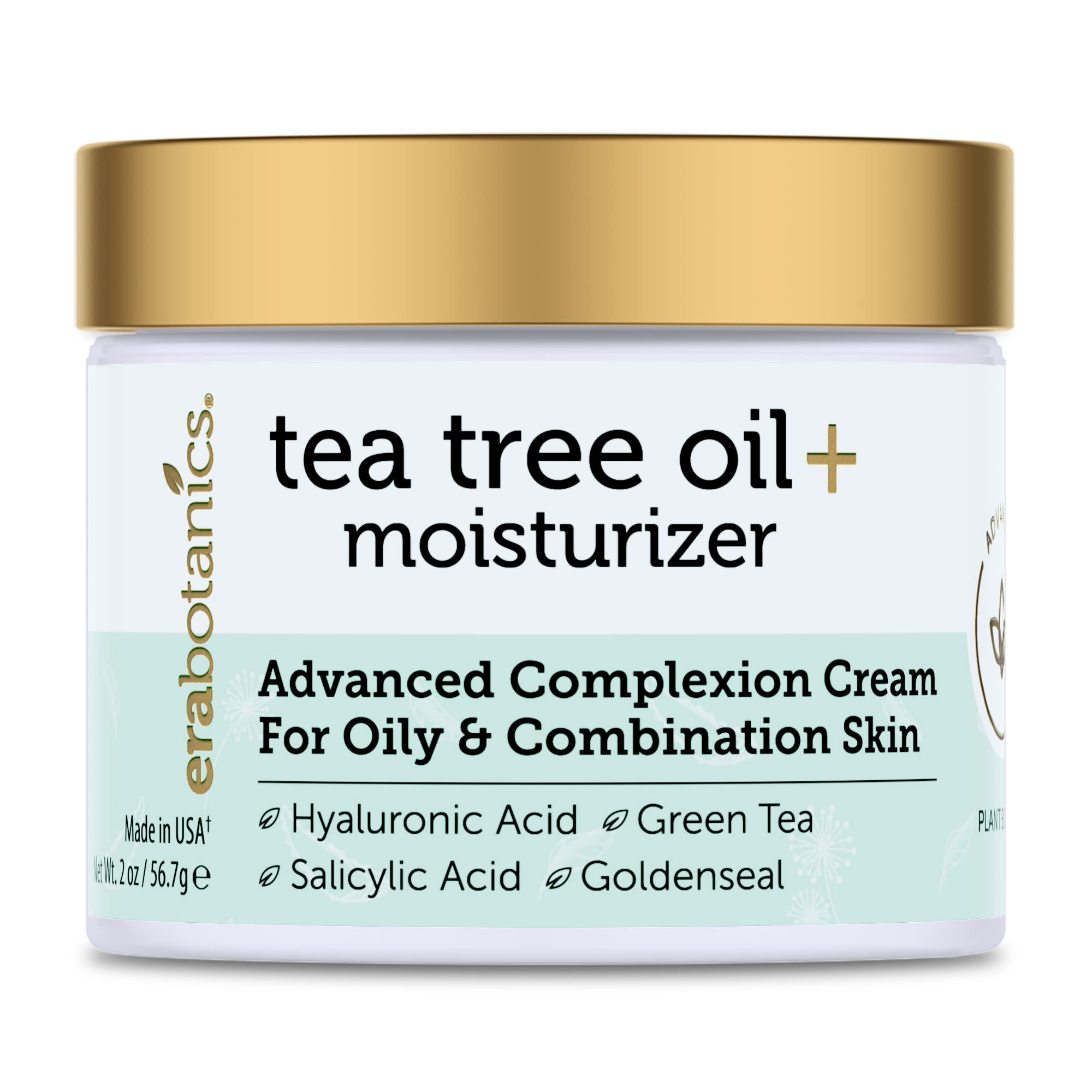 Era Organics Tea Tree Cream Face Moisturizer for Oily Skin - Advanced 7X Balancing Oily Skin Moisturizer - Non-Greasy Moisturizer - Tea Tree Oil for Skin