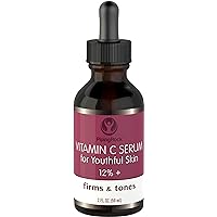 Vitamin C Serum For Youthful Skin 12%+ 2 fl oz (59 ml) Dropper Bottle Firms & Tones