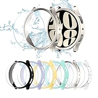 Haojavo [6+8 Pack for Samsung Galaxy Watch 6 40mm Screen Protector Case, 6 PACK Hard PC Cover Protective Bumper Shell + 8 PACK Tempered Glass Screen Protector Film for Galaxy Watch 6 40mm Accessories