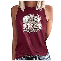 My Heart is On That Field Tank Tops Women Baseball Mom T-Shirt Letter Print Tops Workout Casual Summer Shirts