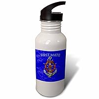 3dRose First Mate anchor and helm design on blue nautical map. - Water Bottles (wb_358282_2)