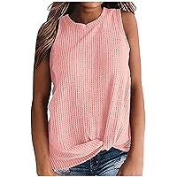 Womens Casual Tops Sleeveless Cute Twist Knot Knit T Shirts Solid Color Loose Fit Tank Tops Basic Comfy Tee Tops
