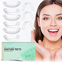 Fake Teeth, 6PCS Temporary Fake Teeth for Women and Men, Nature and Comfortable Veneers to Regain Confident Smile
