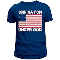 Motivational One Nation Under God National Pride Liberty God Bless America USA Flag Unisex Heavy Cotton Tee