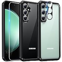 TAURI 5-in-1 for Samsung Galaxy S23 FE Case Black, [Not Yellowing] with 2 Tempered Glass Screen Protectors + 2 Camera Lens Protectors, [Military Grade Drop Protection] Shockproof Slim for S23 FE Case