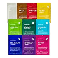 Hydrating Facial Mask Pack of 10 – Moisturizing Korean Essence Sheet Masks 0.85 fl. oz. (25g) for Skin Care – Clearing Cleanse Complexion for All Skin Types