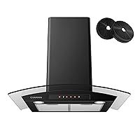 CIARRA Black Range Hood 30 inch with Soft Touch Control 450 CFM Stove Vent Hood for Kitchen with 3 Speed Exhaust Fan Auto Shut Off Function and Carbon Filter CAB75502&003