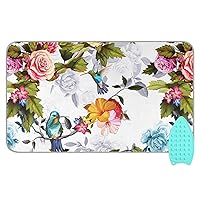 Humming Bird Roses Ironing Mat Portable Ironing Pad Blanket for Table Top Heat Resistant Ironing Board Cover with Silicone Pad for Dryer Washer Travel Iron Board Alternative Cover, 47.2x27.6in