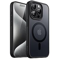 JETech Magnetic Case for iPhone 15 Pro Max 6.7-Inch Compatible with MagSafe, Translucent Matte Back Slim Shockproof Phone Cover (Black)