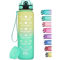 1L/750ml Motivational Water Bottle with Time Marker, Leak-proof BPA Free Drink Bottle with Fruit Strainer or straw, Perfect for Fitness, Gym and Outdoor Sports