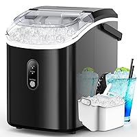 Kndko Nugget Ice Maker Countertop,34lbs/Day,Portable Crushed Ice Machine,Self Cleaning with One-Click Design & Removable Top Cover,Soft Chewable Pebble Ice Maker for Home Bar Camping RV,Black