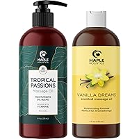 Scented Sensual Massage Oil for Couples - Tropical and Vanilla Full Body Massage Oils with Jojoba Coconut and Sweet Almond Oil with Sweet Aromas for Special Moments - Non GMO Gluten Free and Vegan
