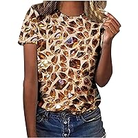 3D Sparkly Print Short Sleeve T-Shirts Tops for Women Dressy Casual O-Neck Geometric Glitter Tee Trendy Party Blouses