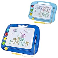 SGILE Kids Boys Girls Toys Gifts, Large Magnetic Drawing Board(Blue) Bundle with Mini Etch Sketch Doodle Board(Light Blue)