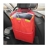 8sanlione Car Trash Can with Storage Pockets, Foldable Hanging Large Capacity Garbage Bin, Leak-Proof Waterproof Trash Bin, Multipurpose Organizer Car Accessories for Truck SUV Home Office
