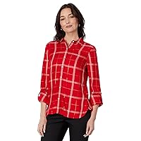 Tommy Hilfiger Plaid Lurex Button Up Shirt Womens