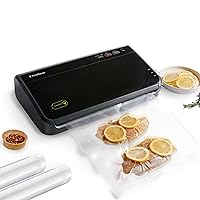 Vacuum Sealer Machine with Automatic Bag Detection, Sealer Bags and Roll, and Handheld Vacuum Sealer for Airtight Food Storage and Sous Vide, Black