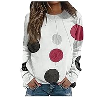Womens Tops Dressy Casual,Women's Blouse Casual Long Sleeved Printed Round Neck Raglan T-Shirt Top