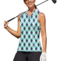 COOrun Women's Golf Polo Shirts Sleeveless Quick Dry Tennis T-Shirts Lightweight V-Neck with Collar Tank Top