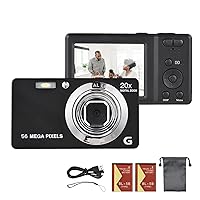 Digital Camera,2.7-inch TFT Portable Digital Camera 56MP 4K Ultra HD 20X Zoom Auto Focus Self-Timer Face Detection Anti-Shaking with 2pcs Batteries Hand Strap Great Gift for for Teens