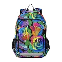 ALAZA Rainbow Color Roses Laptop Backpack Purse for Women Men Travel Bag Casual Daypack with Compartment & Multiple Pockets