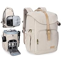 BAGSMART Camera Backpack, DSLR Camera Bag Backpacks for Photographers, Waterproof Anti-Theft Photography Backpack with 15 Inch Laptop Compartment & Tripod Holder, Ivory White