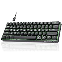 DIERYA 60% Mechanical Keyboard, DK61se Wired Gaming Keyboard with Blue Switches, LED Backlit Ultra-Compact 61 Keys Mini Office Keyboard for Windows Laptop PC Gamer Typist（Black）