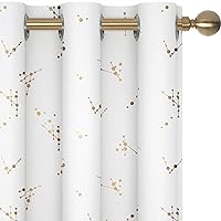 Deconovo Curtains, Pure White, 42 x 95 Inch, Constellation Pattern Foil Printed Long Curtain, Grommet Light Blocking Window Drapes for Bedroom, 2 Panels