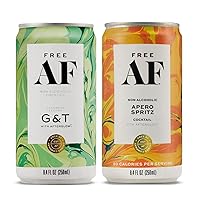 Free AF G&T & Apero Spritz Bundle Non-Alcoholic Ready to Drink Cocktail Mocktail, No Artificial Colors or Sweeteners, Gluten Free, Low in Calories and Sugar, 8.4 fl oz cans (24 pack)