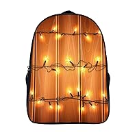 String Lights Wooden Groud 16 Inch Backpack Business Laptop Backpack Double Shoulder Backpack Carry on Backpack for Hiking Travel Work
