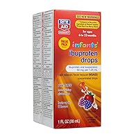 Rite Aid Infants' Dye-Free Ibuprofen Drops, Berry Flavor, 50 mg - 2 Value Pack | Infant Pain Reliever | for Babies Ages 6 to 23 Months | Oral Suspension 50 mg per 1.25 mL | Gluten Free