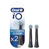 Oral-B iO Ultimate Clean Electric Toothbrush Head, Twisted & Angled Bristles for Deeper Plaque Removal, Pack of 2, Black