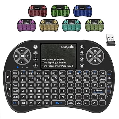 Sidiwen 2.4GHz Backlit Mini Keyboard Touchpad Mouse, Mini Wireless Keyboard with Touchpad and Multimedia Keys for Android TV Box Smart TV HTPC PS3 Smart Phone Tablet Mac Linux Windows OS (7 Colors)