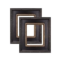 Museum Collection Black & Gold Plein Aire Frames - 11x14 Museum Quality Plein Aire Frames for Photos, Artwork, Paintings, & More - 2 Pack, glass and backing not included